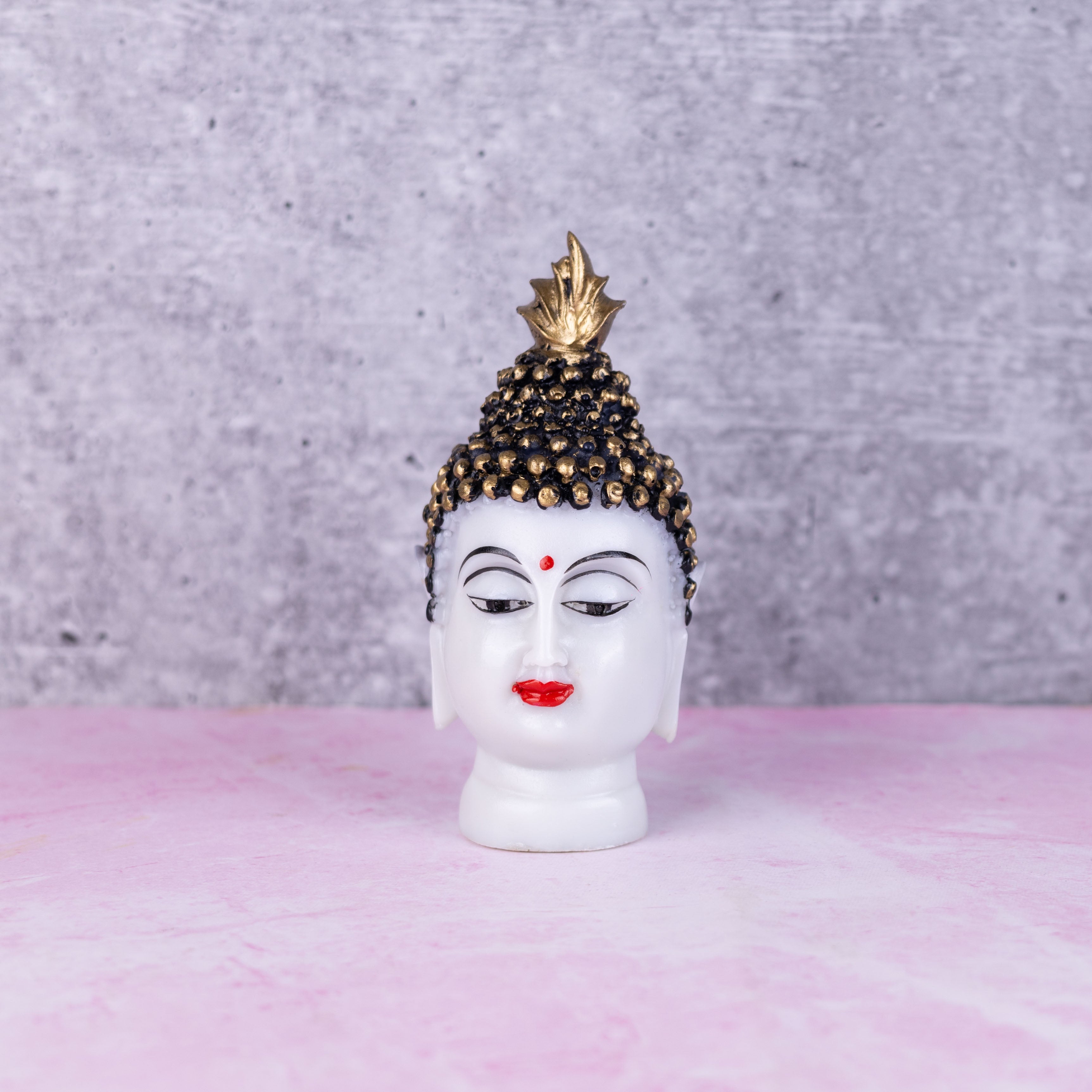 Marble dust buddha head showpeice for table decor - 5 inch