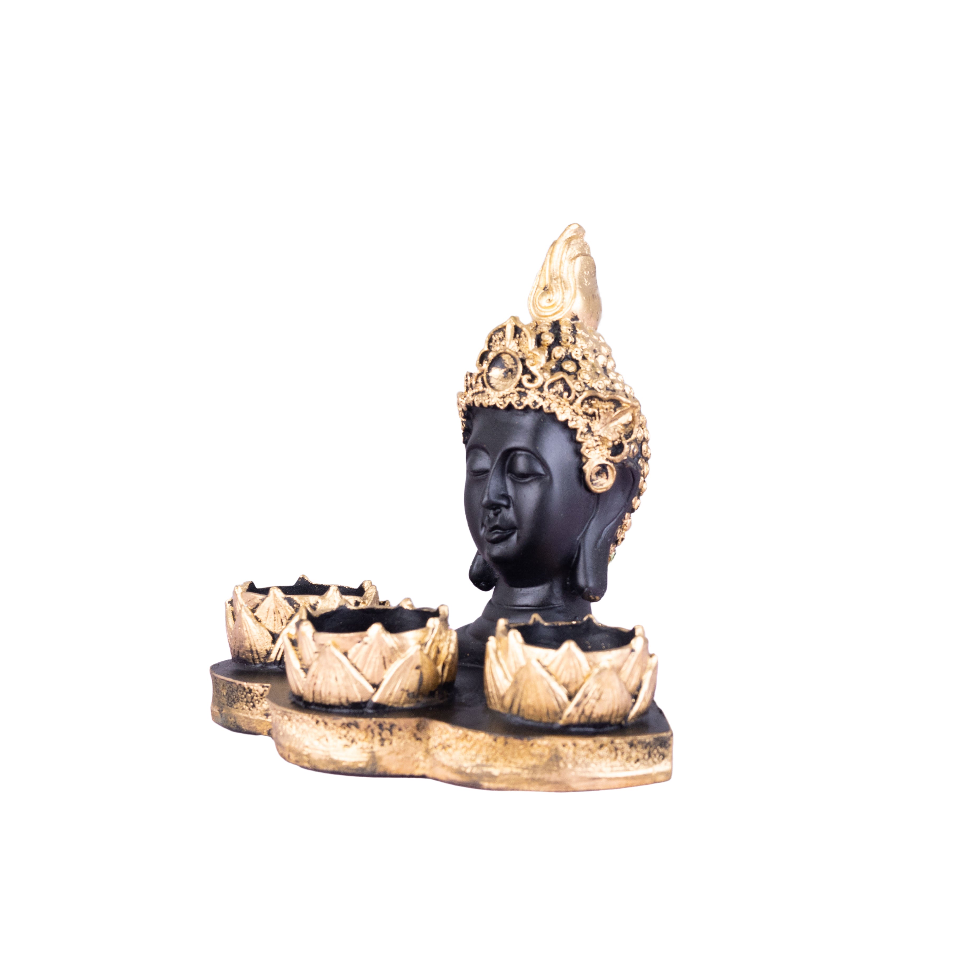 Buddha head showpeice with candel holders