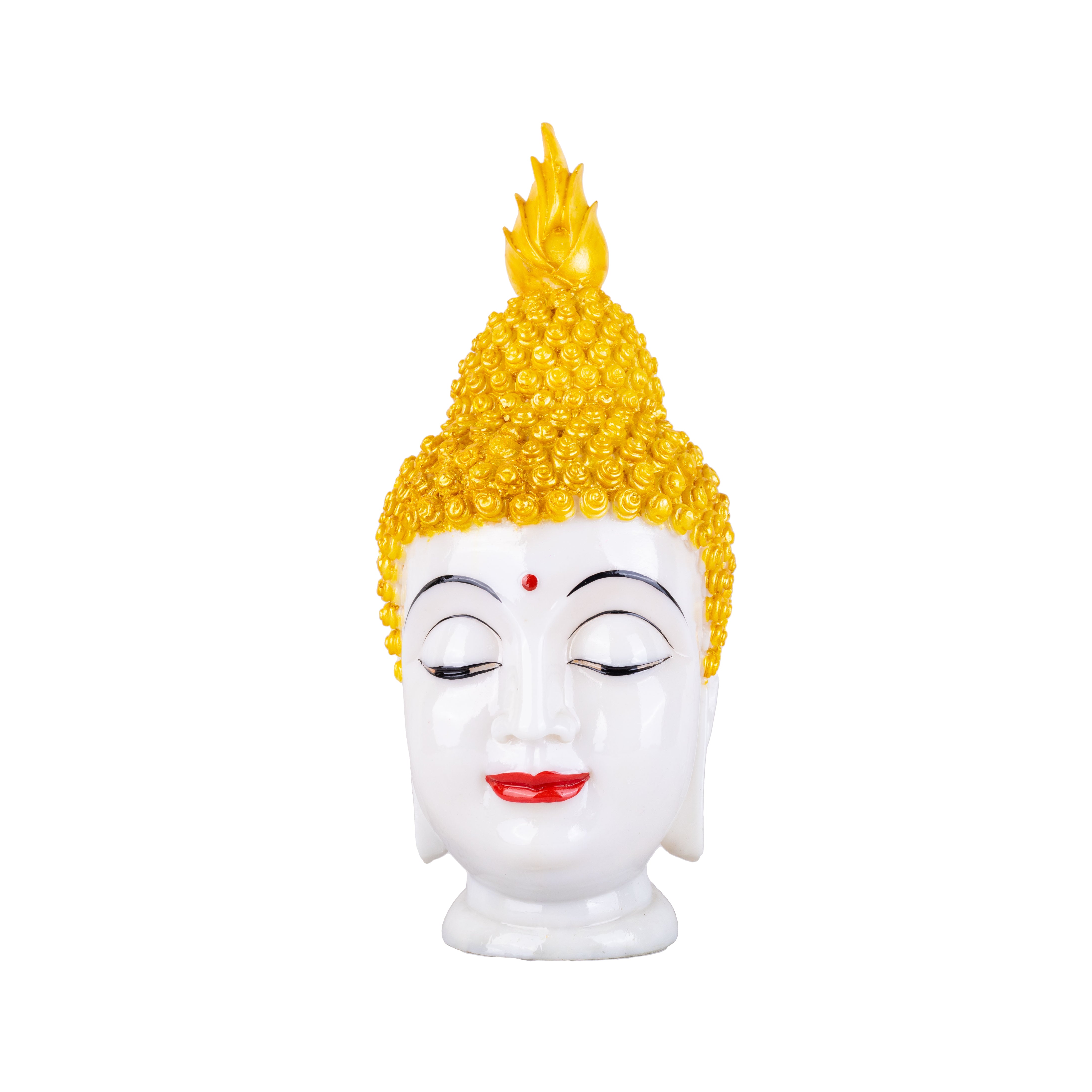 Marble dust buddha face statue for home decor - 13 inch